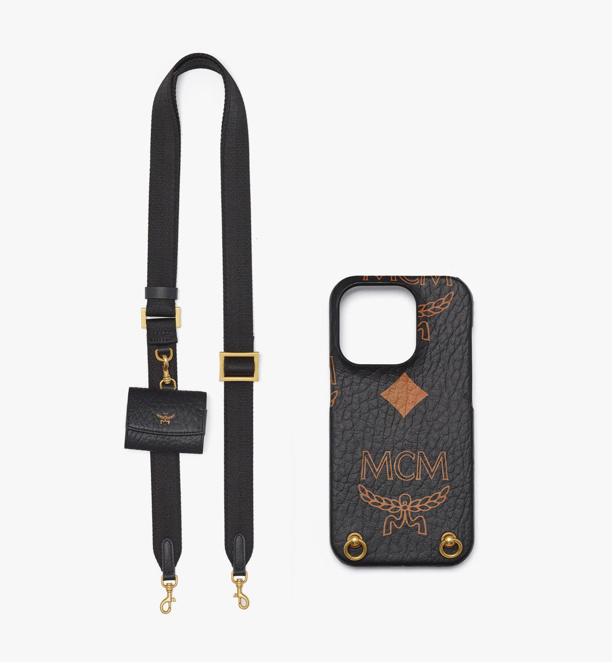 [MCM]★iPhone 15 Pro Max Case+ AirPods Pro Charm MCM iPhone 15 Pro Case w/ AirPods Pro Charm in Maxi Visetos
