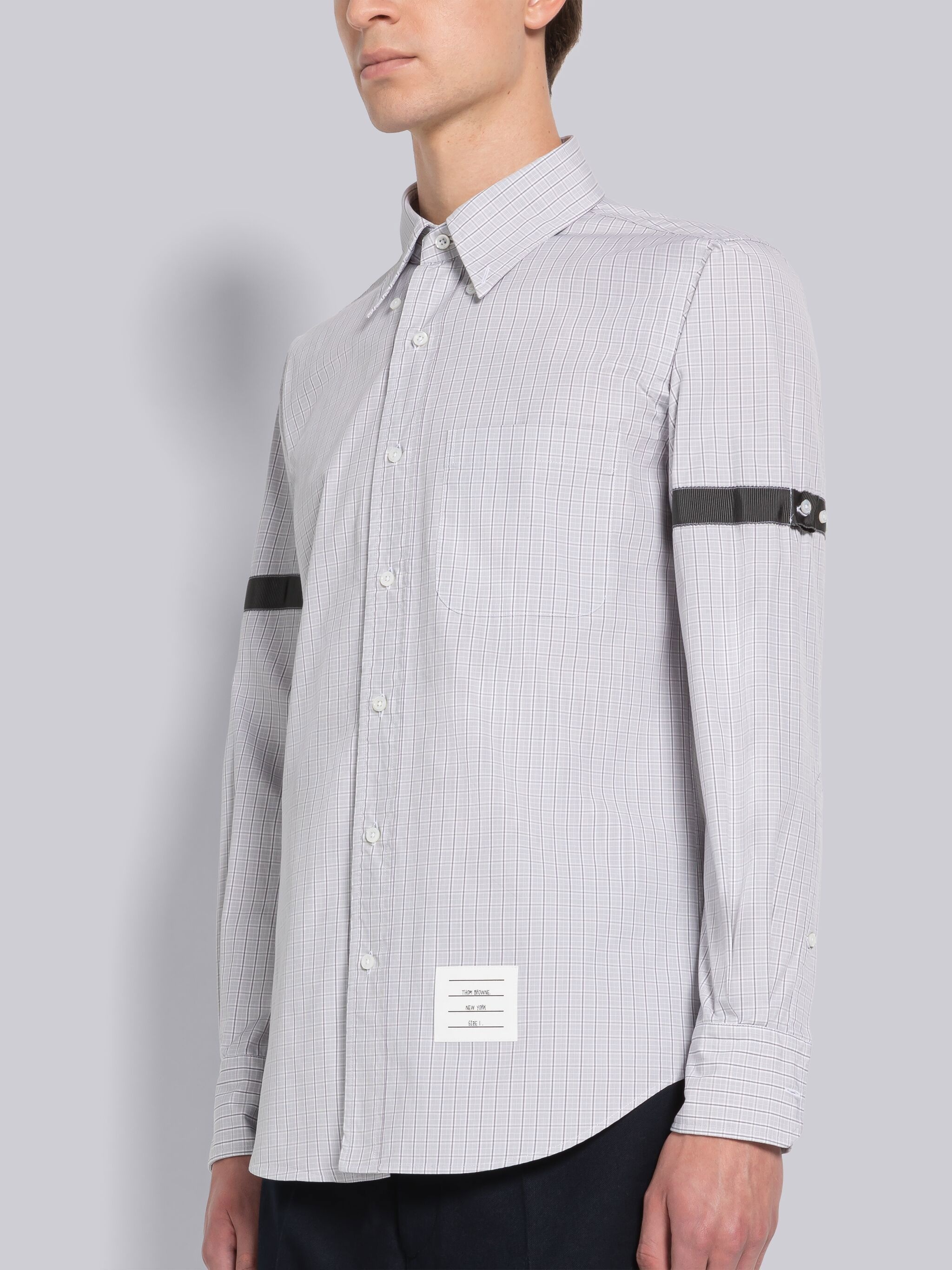 Micro Check Poplin Grosgrain Armband Straight Fit Shirt - 2