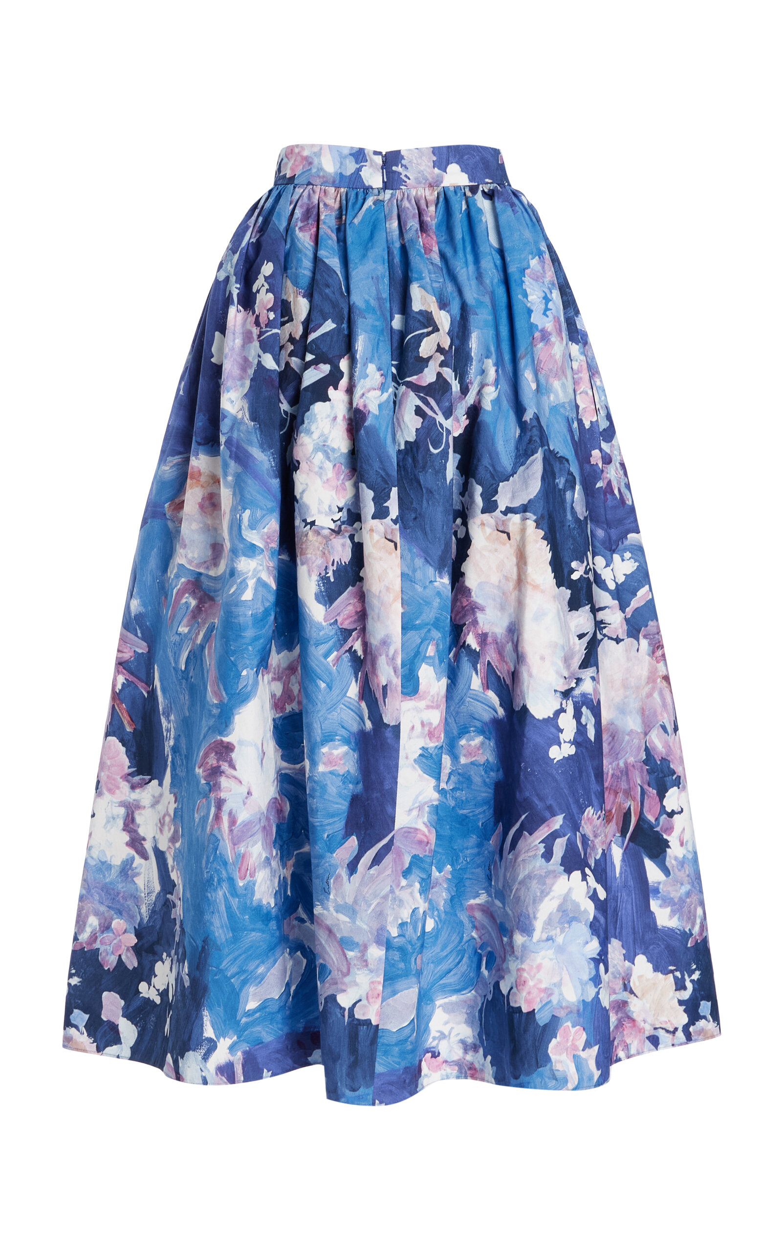 Gathered Cotton Midi Skirt blue - 3