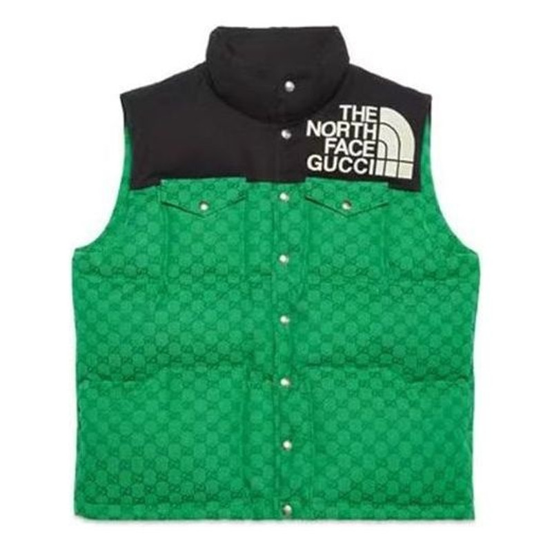 Gucci x 북 얼굴 패딩 조끼 '녹색 블랙' 670910-Z8APZ-3348 - 1