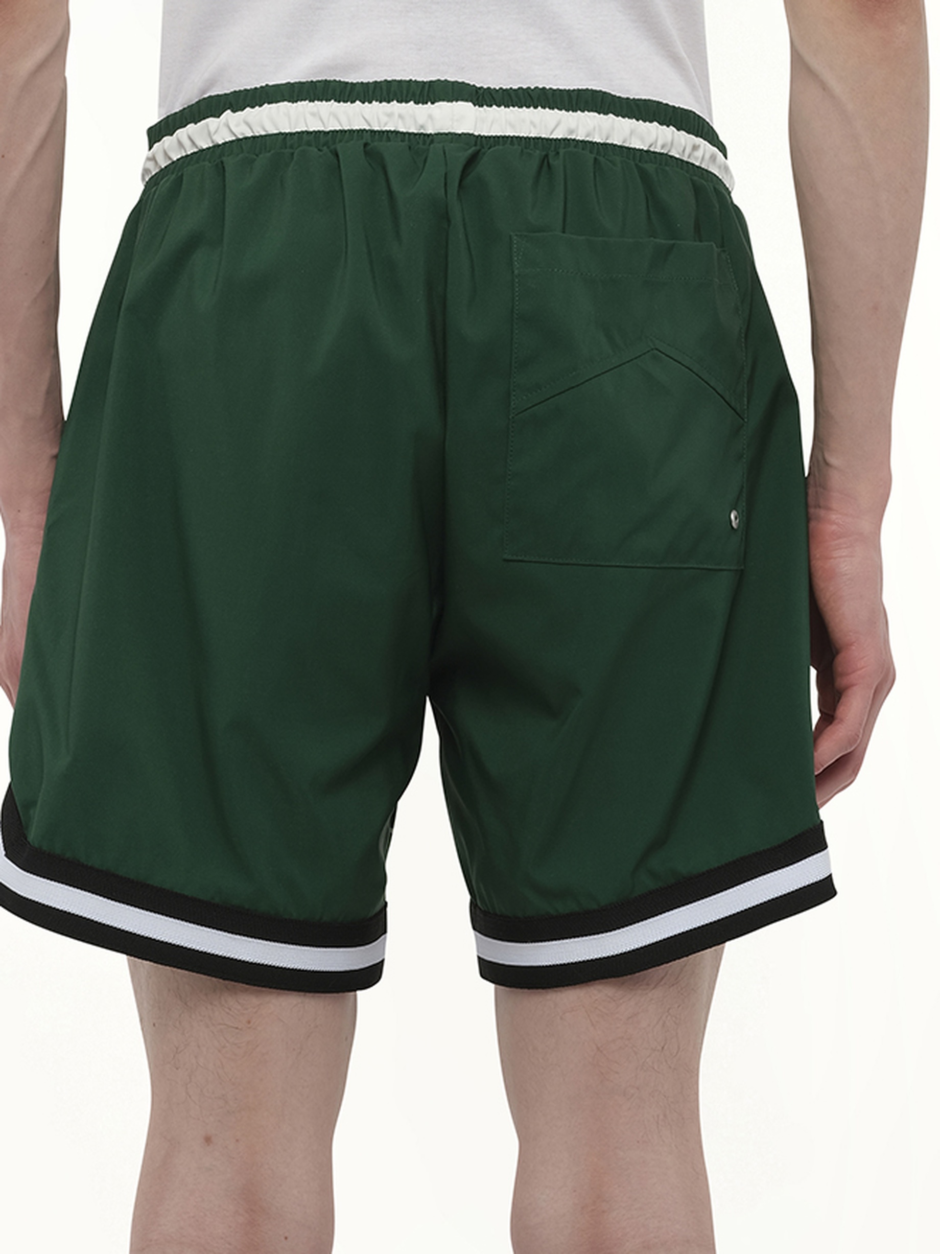 Logo Basketball Swim Short in Forest Green/Black/White - 3