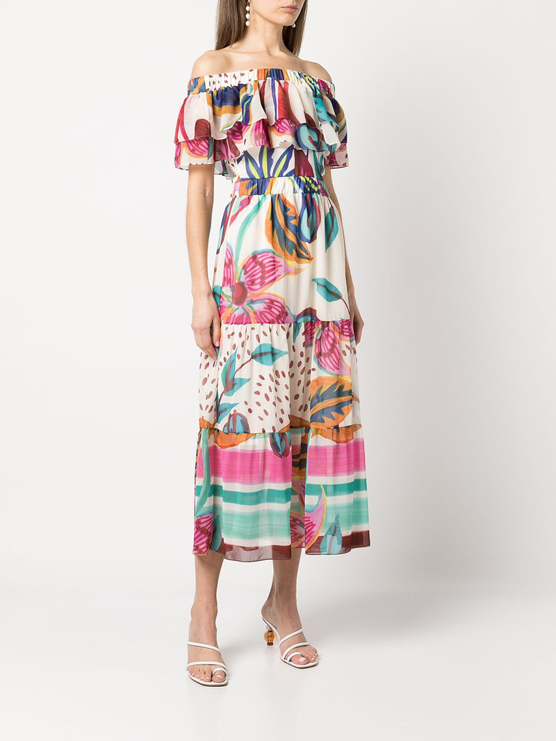 floral-print off-the-shoulder midi dress 3
