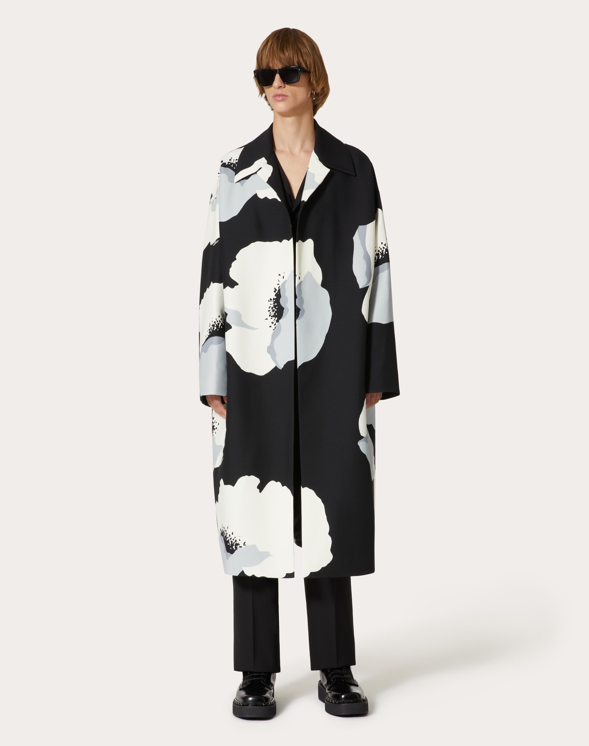 CREPE COUTURE CABAN WITH VALENTINO FLOWER PORTRAIT PRINT - 3