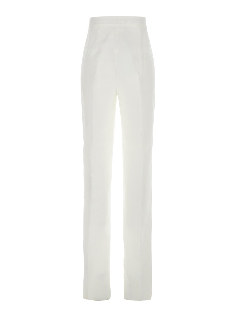 Max Mara Women 'Aversa' White Pants With Pleated Details And Back Logo In Linen Woman - 2