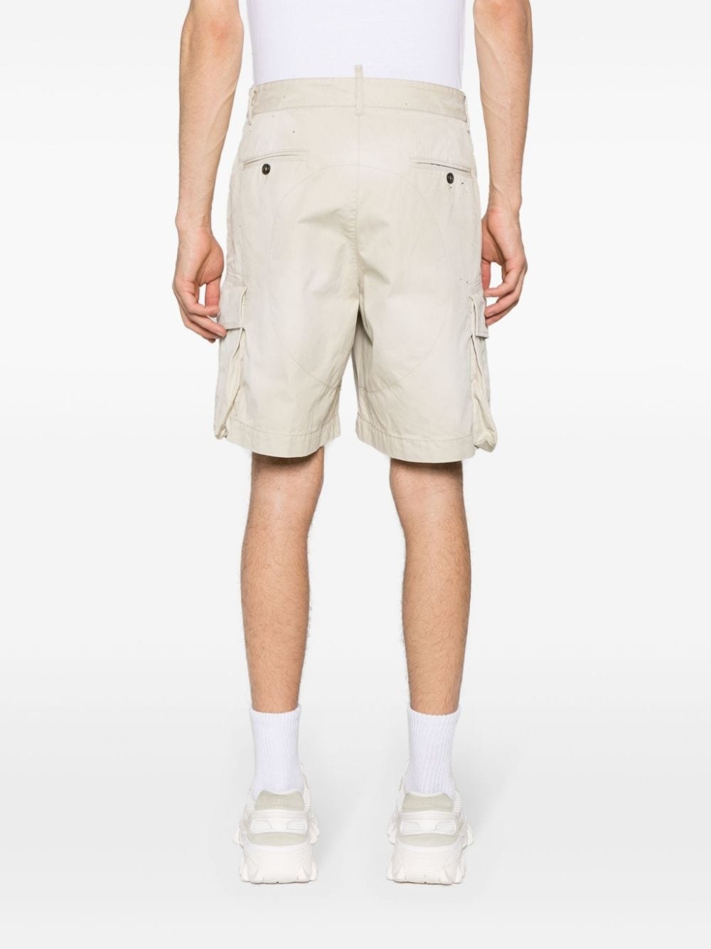 paint splatter-detail cargo shorts - 4