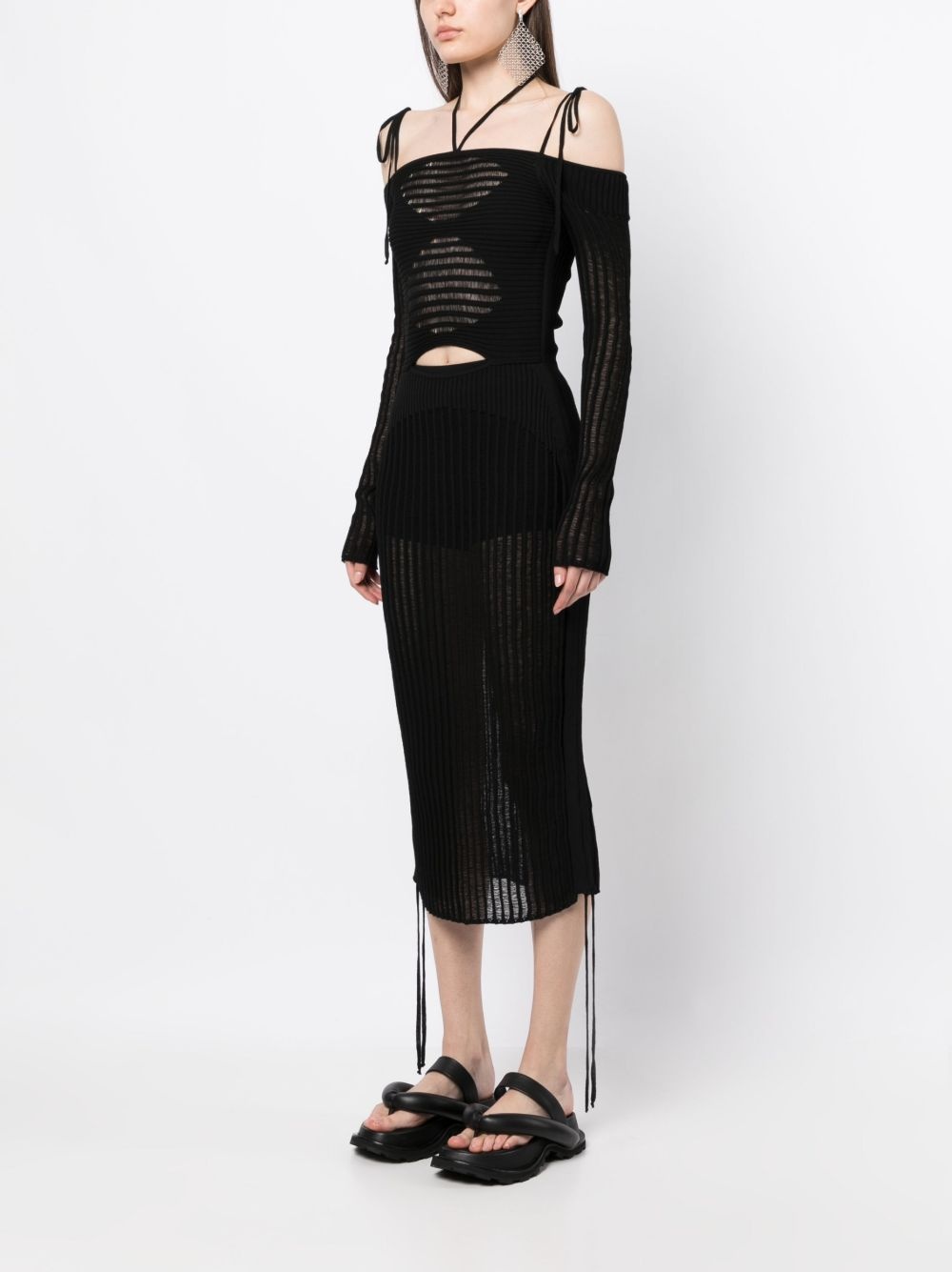 semi-sheer midi dress - 3
