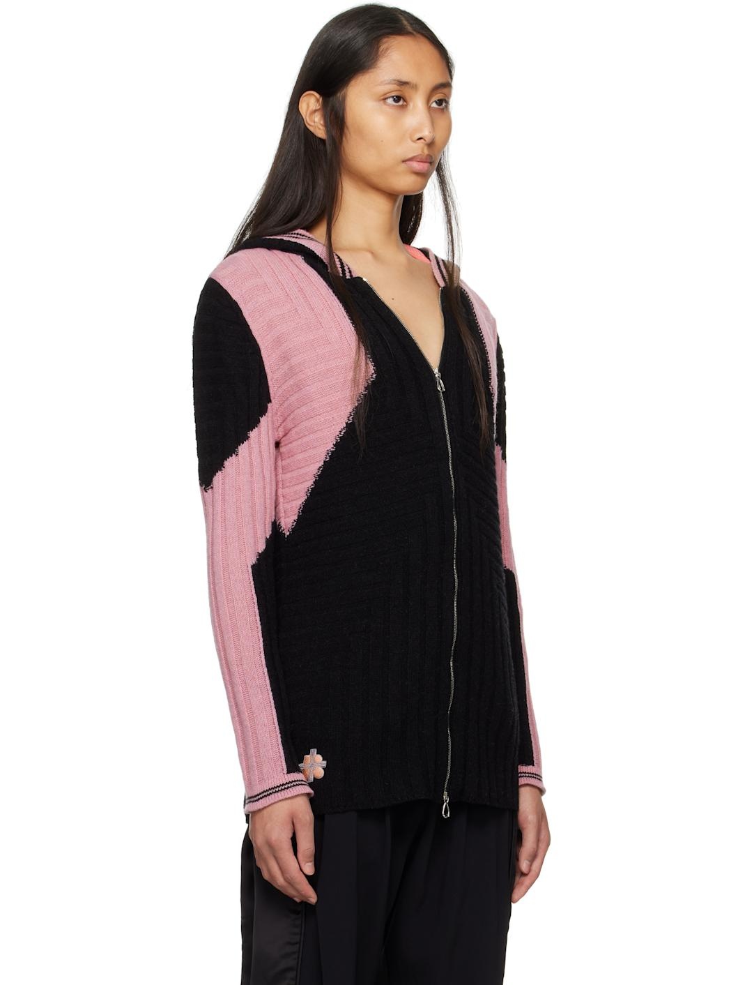 Black & Pink Dakota Oversized Knit Hoodie - 2