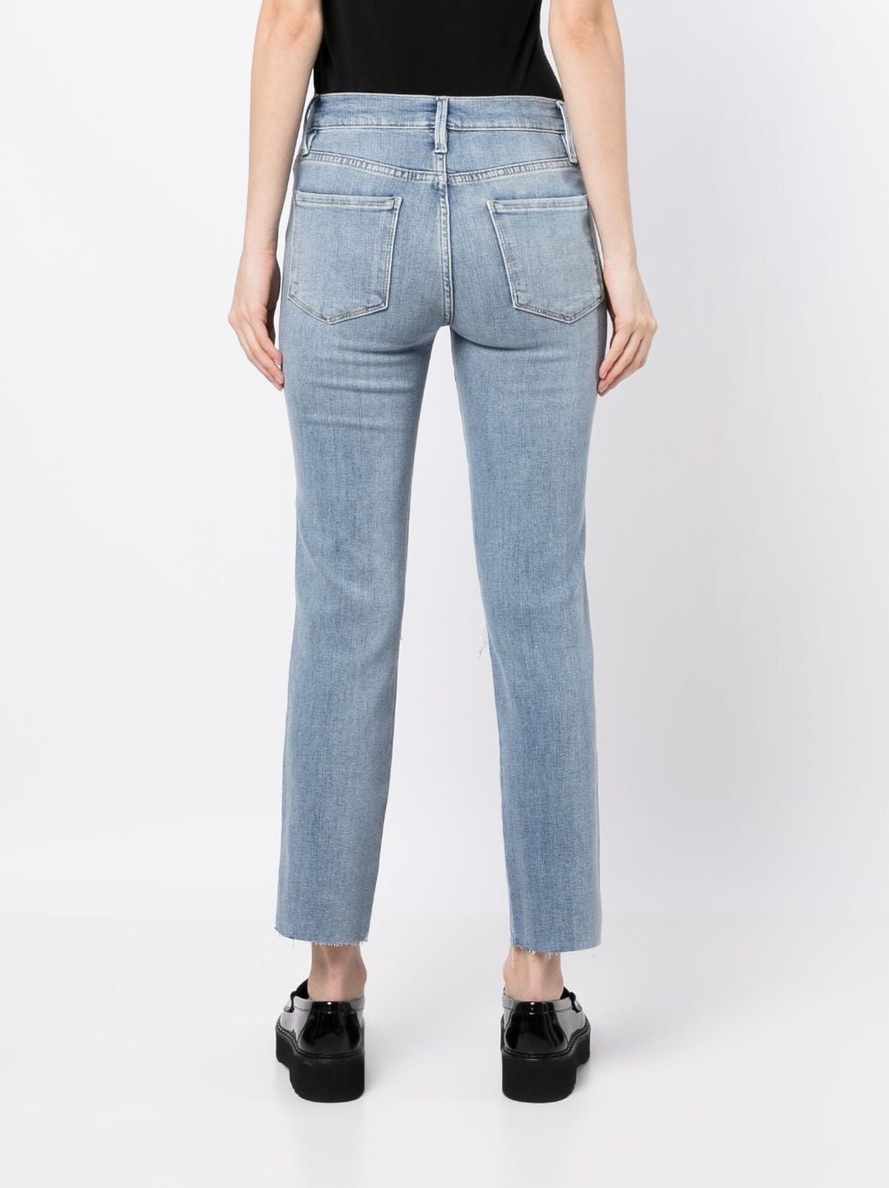 ripped-knee cropped jeans - 4