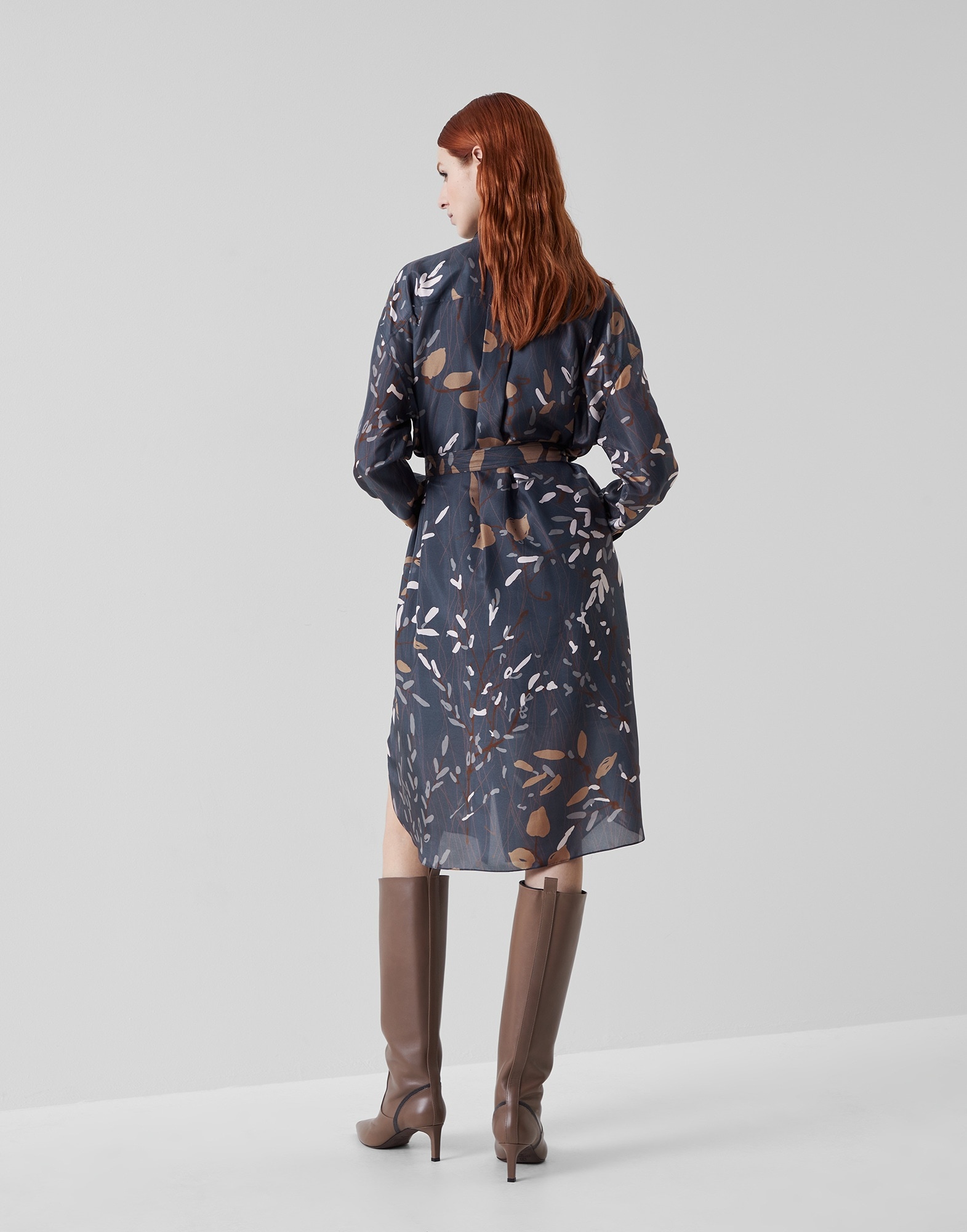 Ramage print silk pongee shirt dress - 2