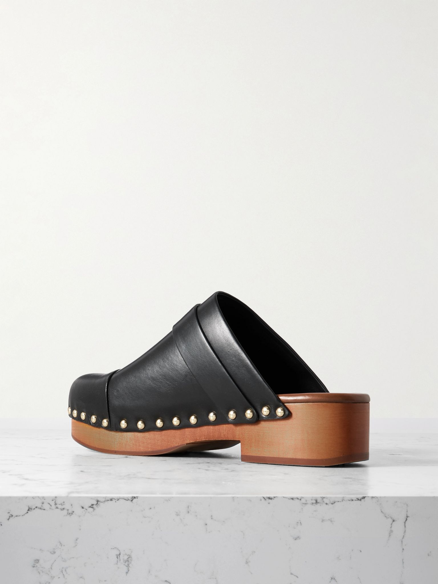 Jeannette embellished leather clogs Black - 3