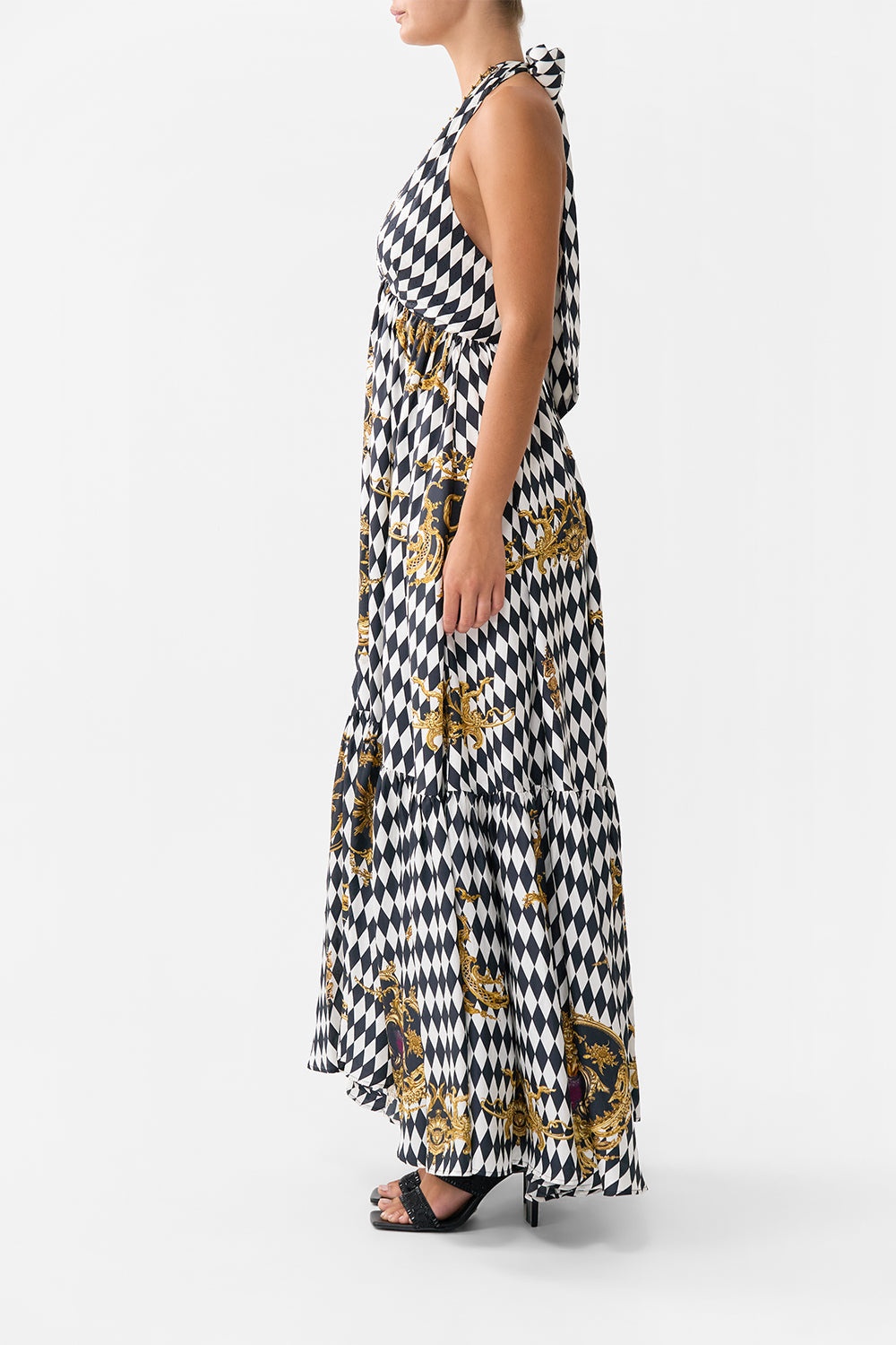 RUFFLE HEM HALTER DRESS - 4