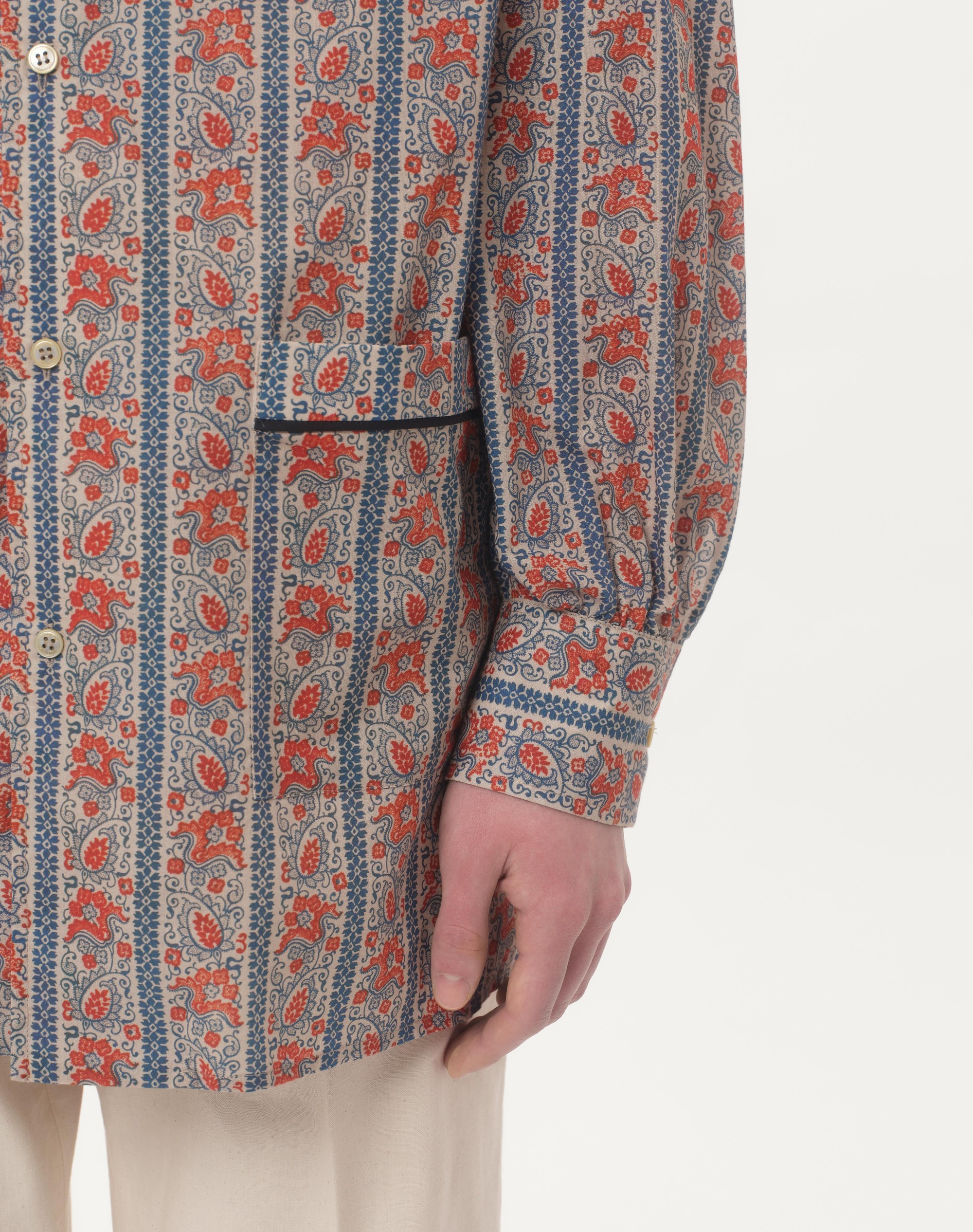 COTTON MUSLIN PAJAMA SHIRT WITH VOYAGE IMAGINAIRE PRINT - 4