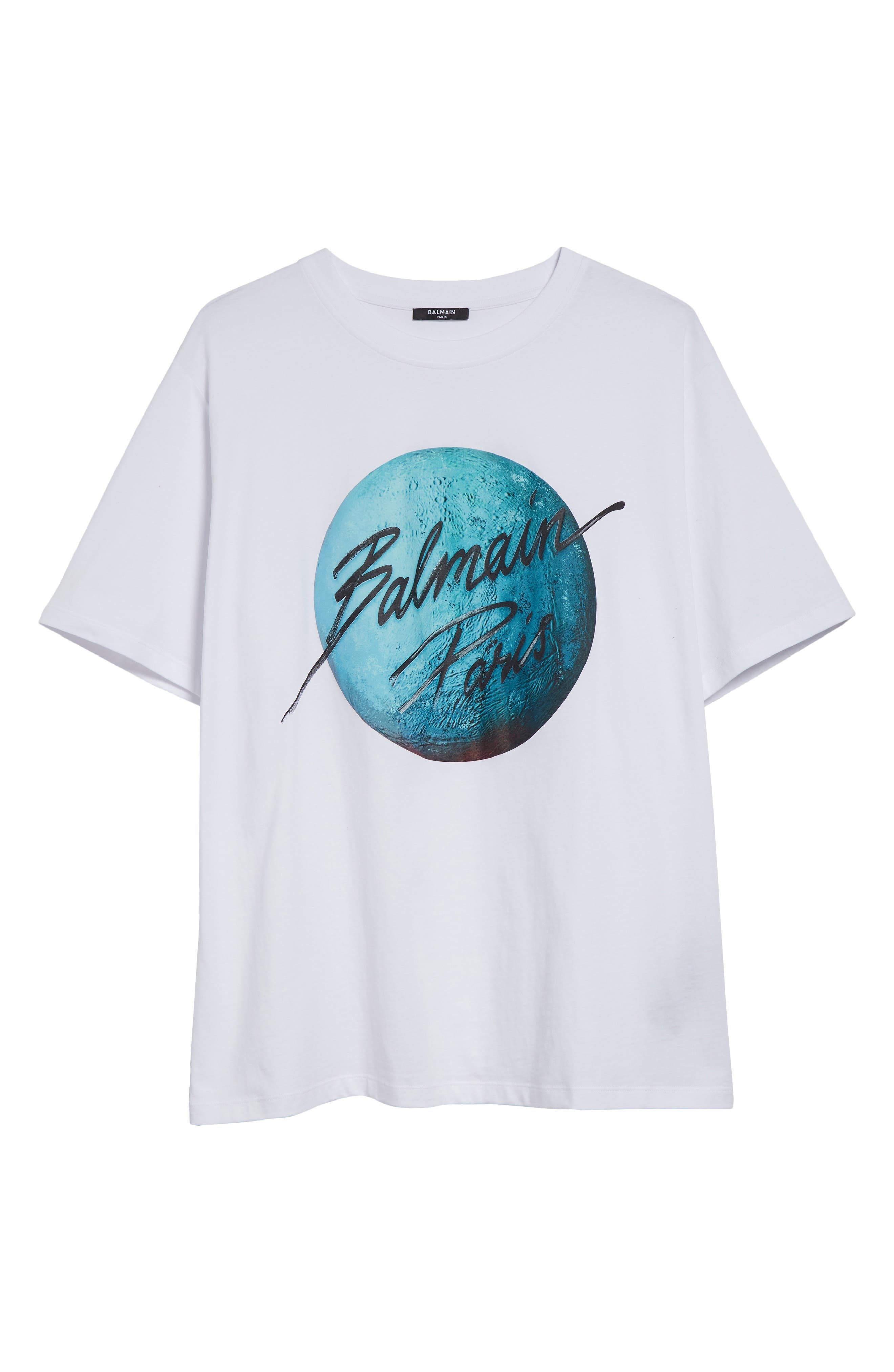 Balmain Planet Logo Graphic T-Shirt in White at Nordstrom - 6