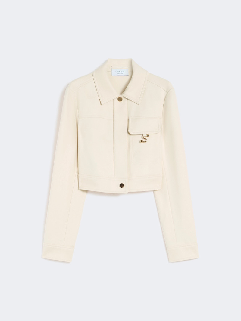 SARTA Short washed gabardine jacket - VANILLA 1