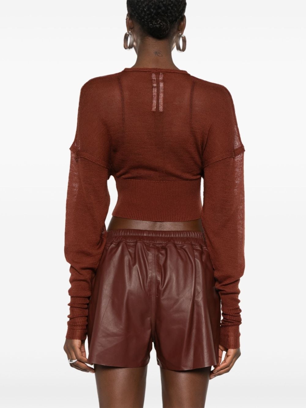 LS V fine-knit cropped jumper - 4
