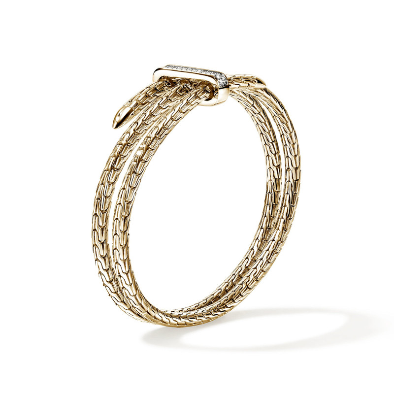 Spear Triple Flex Cuff, Gold, Diamonds, 4MM 3