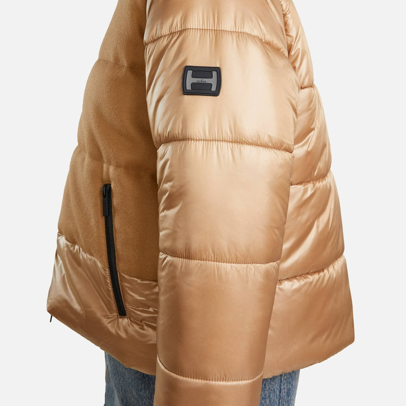 Bimaterial Quilted Jacket Beige 6