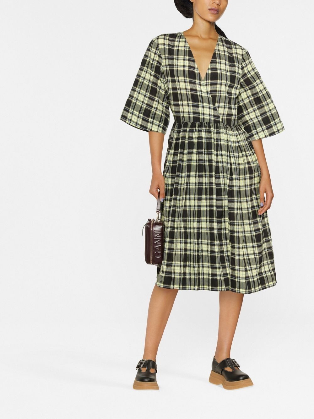 seersucker check midi dress - 2