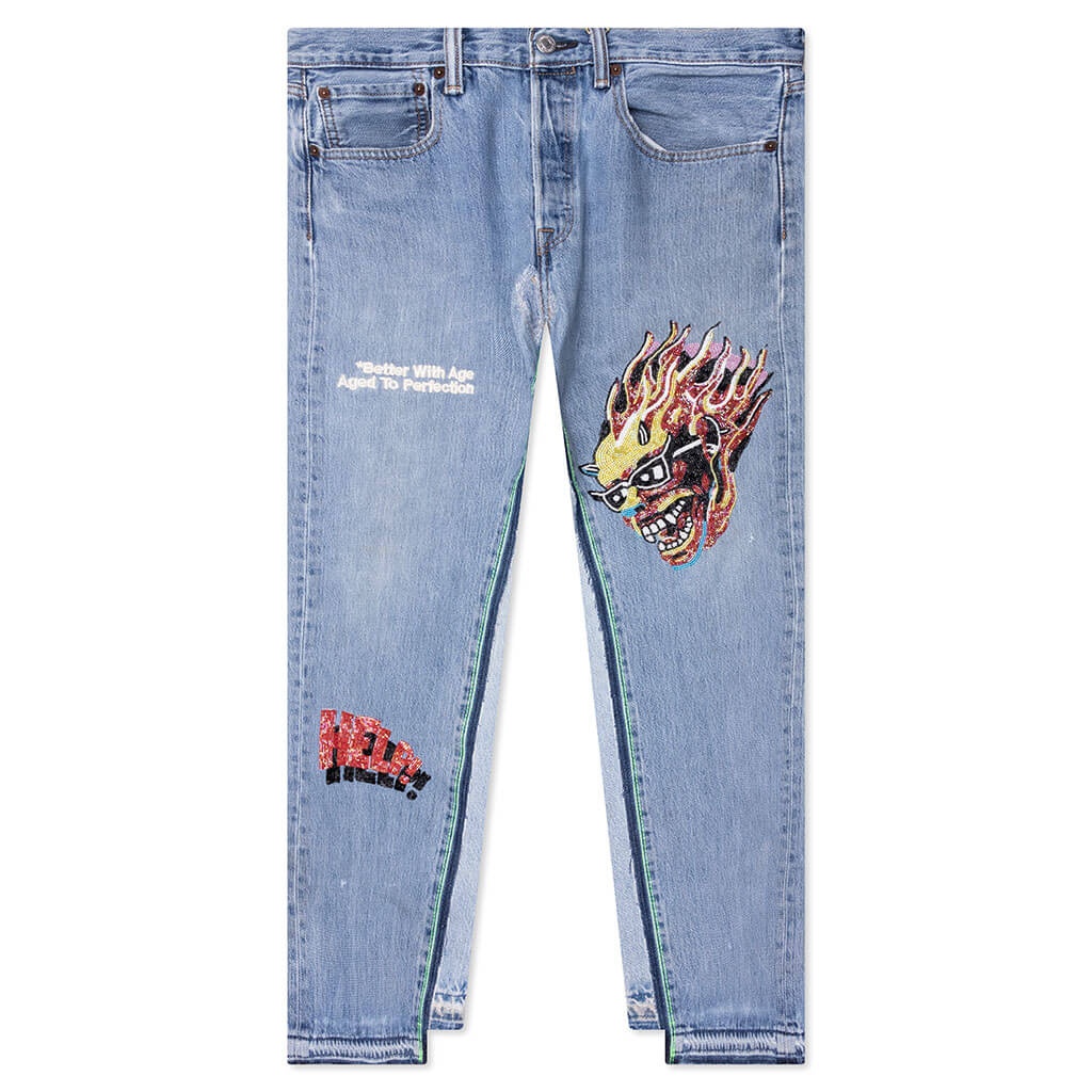 SHAM HAND-BEADED DOUBLE-WIDE DENIM - INDIGO - 1
