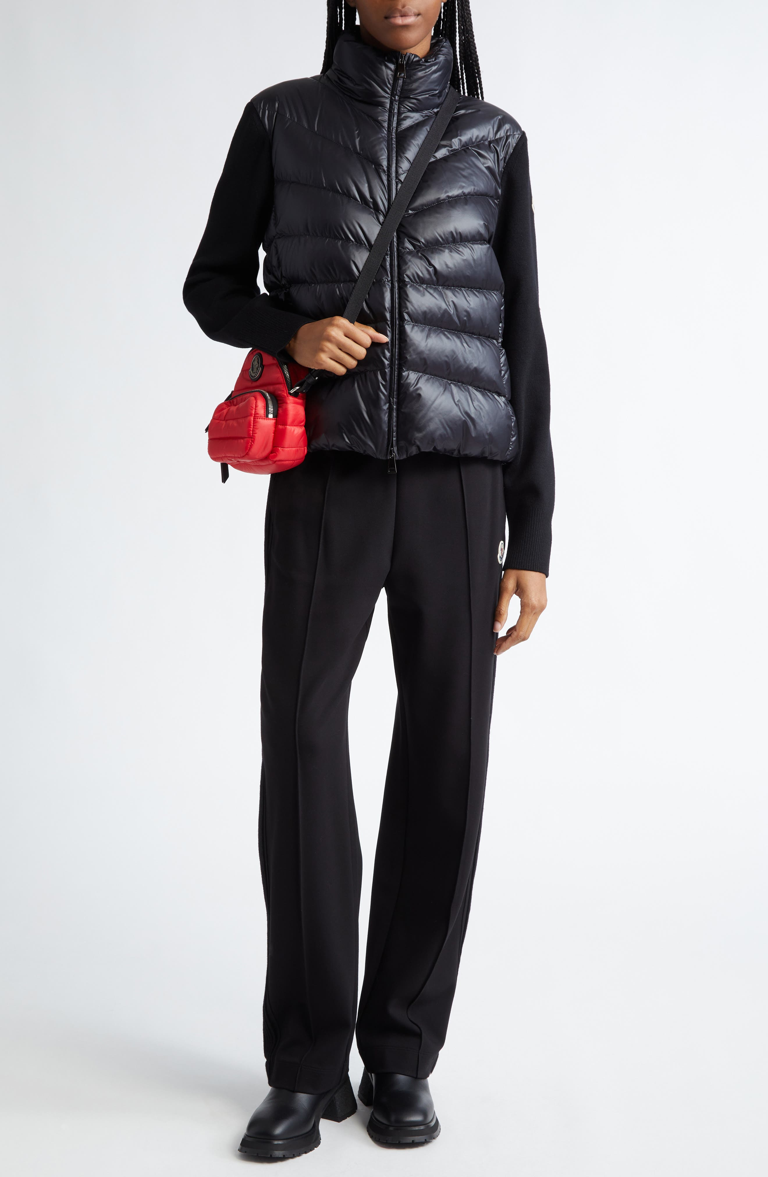 Moncler Wool Knit & Down Cardigan in Black at Nordstrom - 7