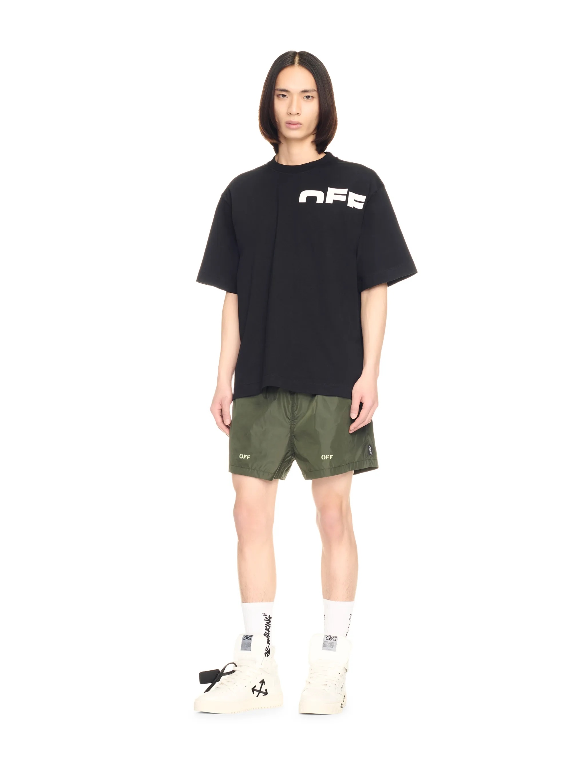 Green Off Stamp Swim Shorts - 2