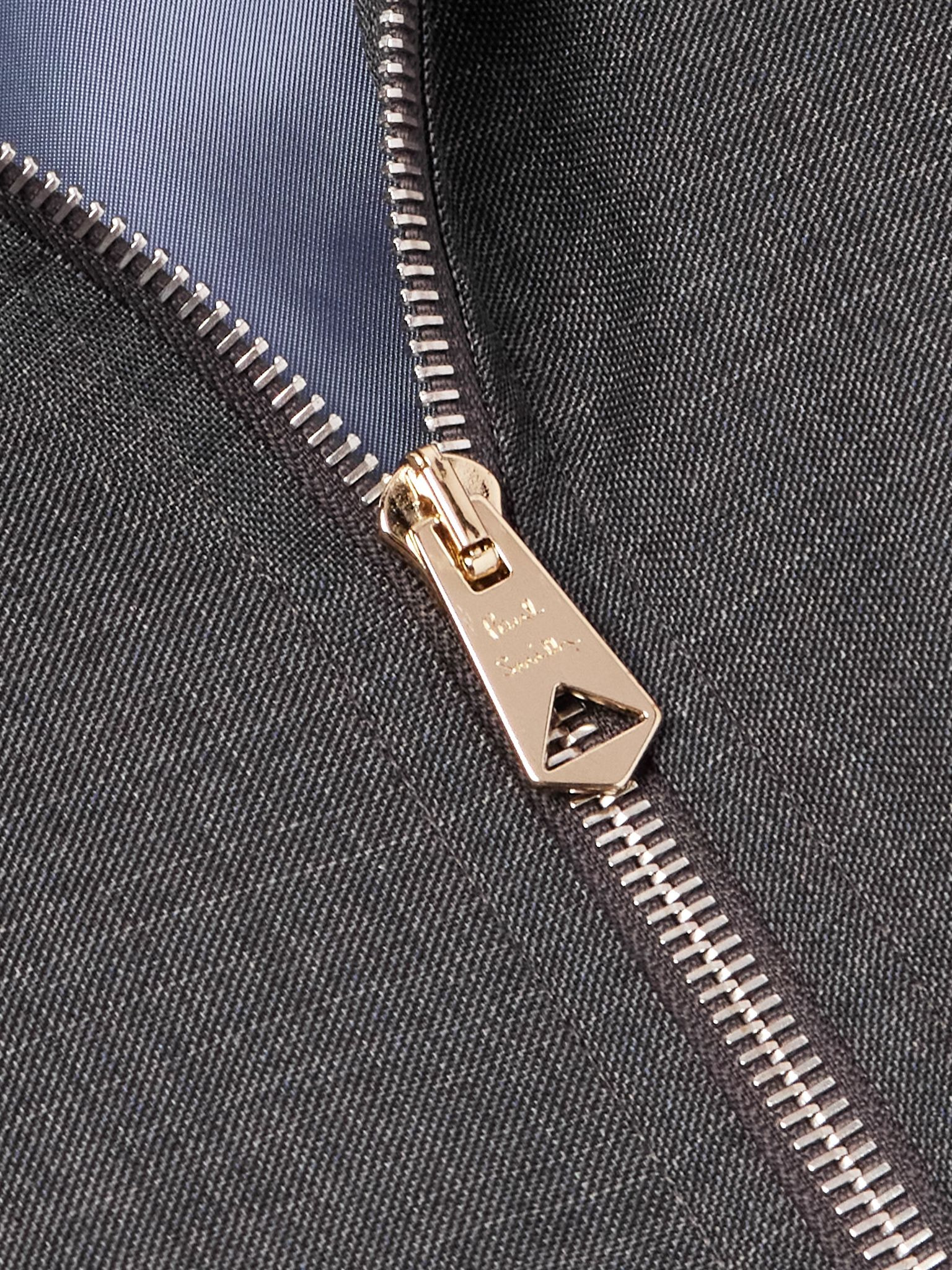 Checked Wool Bomber Jacket Gray - 4
