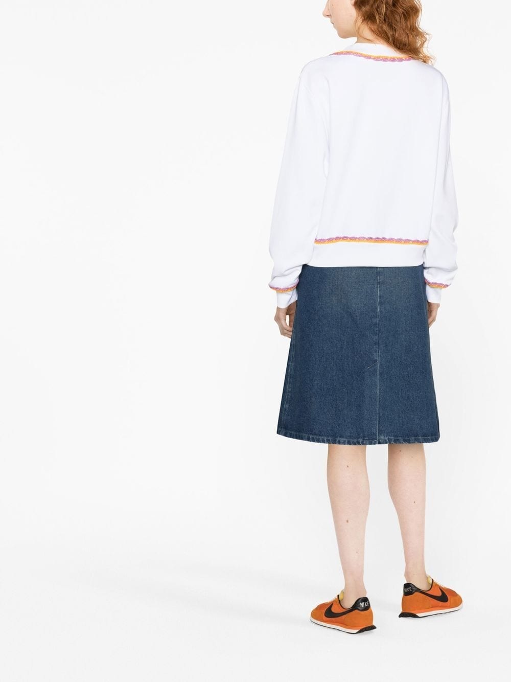macramé-trim cotton sweatshirt - 3