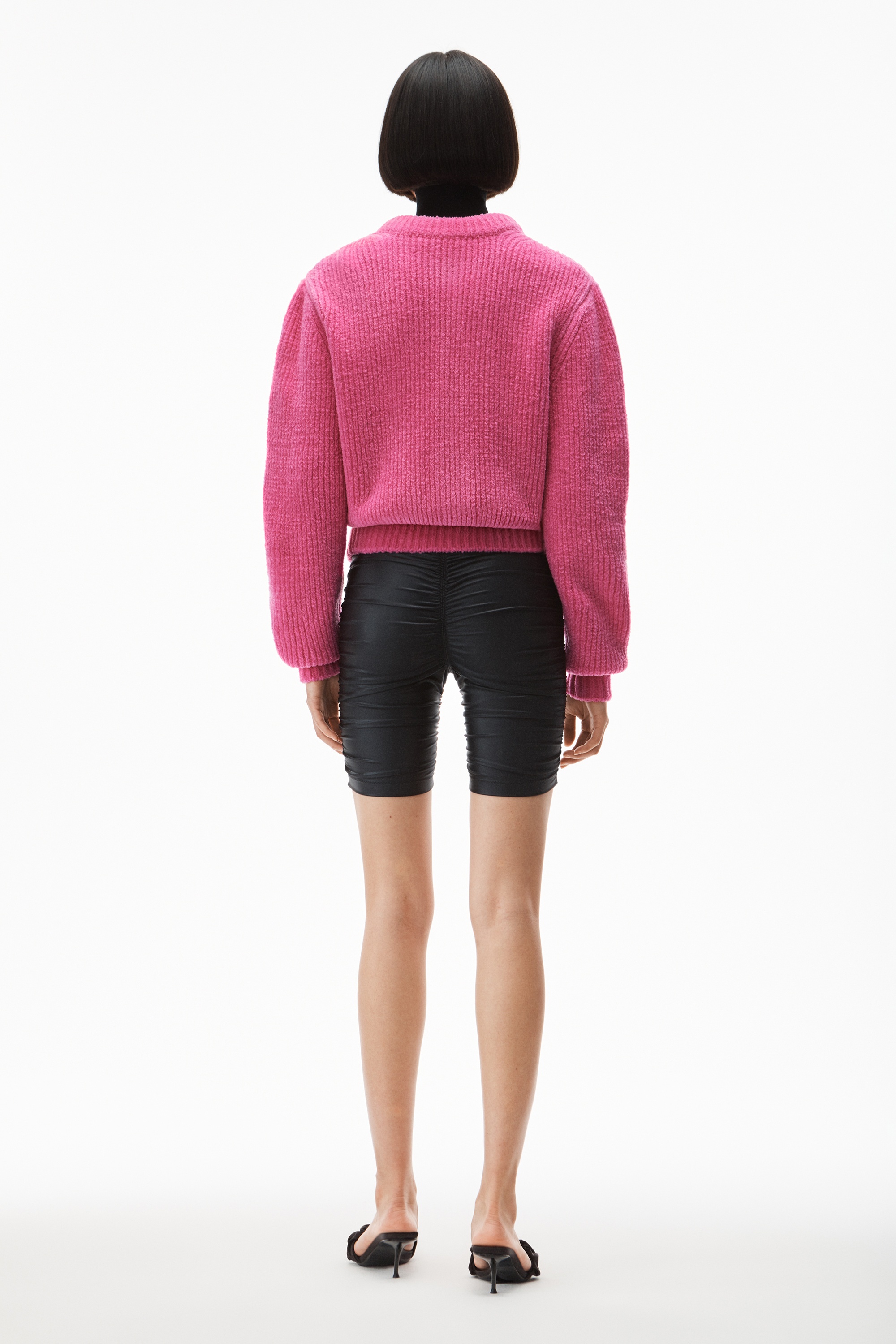 CREWNECK CARDIGAN IN EYELASH WOOL - 4