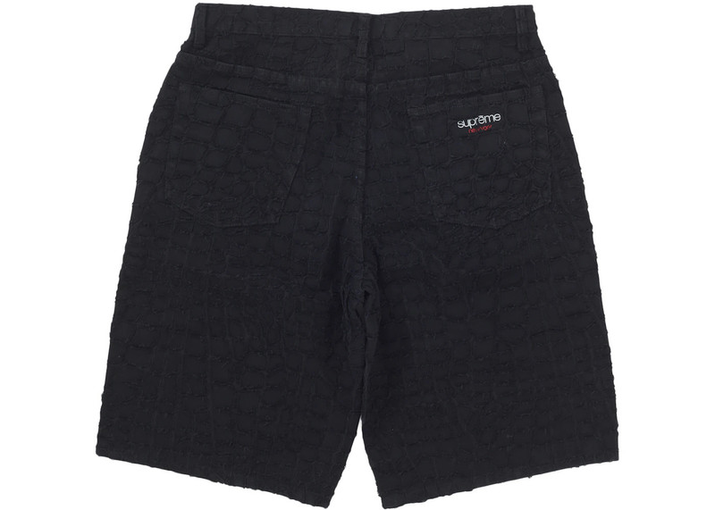 Supreme Supreme Frayed Croc Baggy Denim Short Black outlook