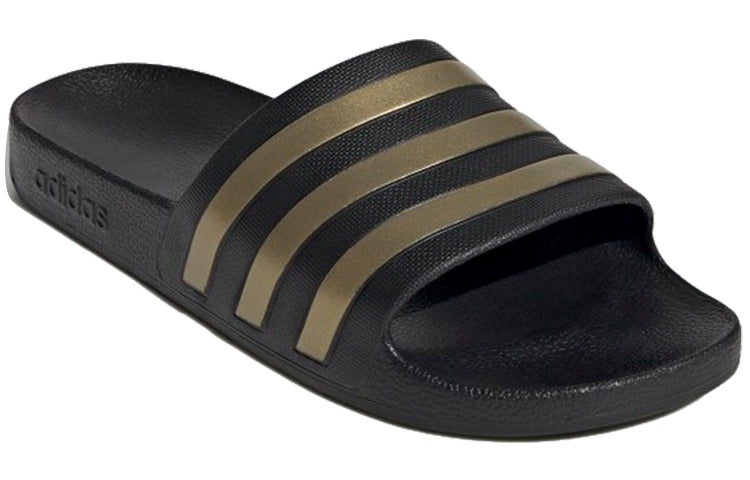 adidas Adilette Aqua Slides 'Black Gold Metallic' EG1758 - 3