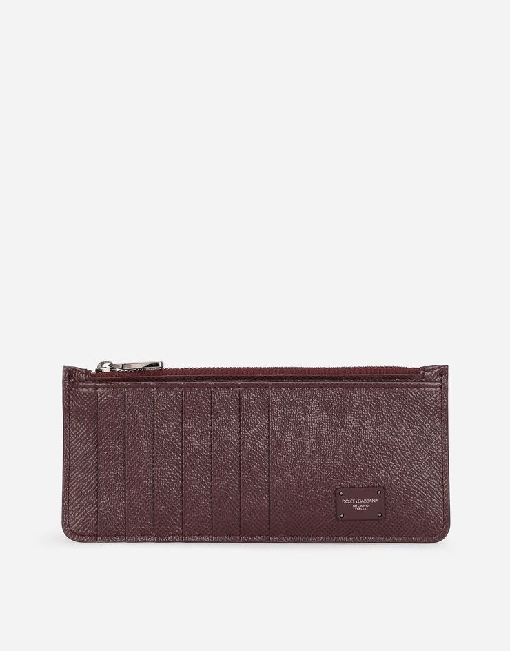 Dauphine calfskin vertical card holder with branded tag - 1