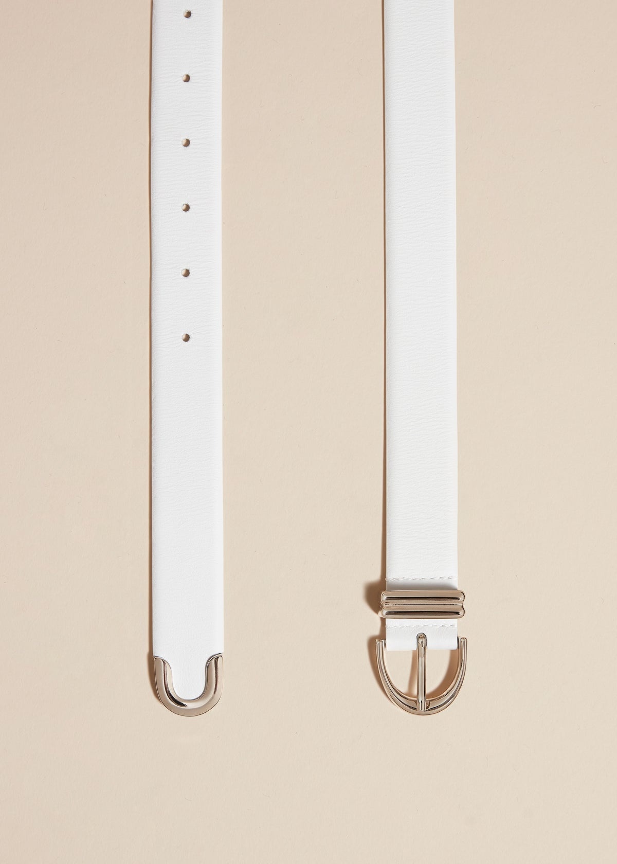 The Bambi Belt in Optic White Leather with Silver - 2