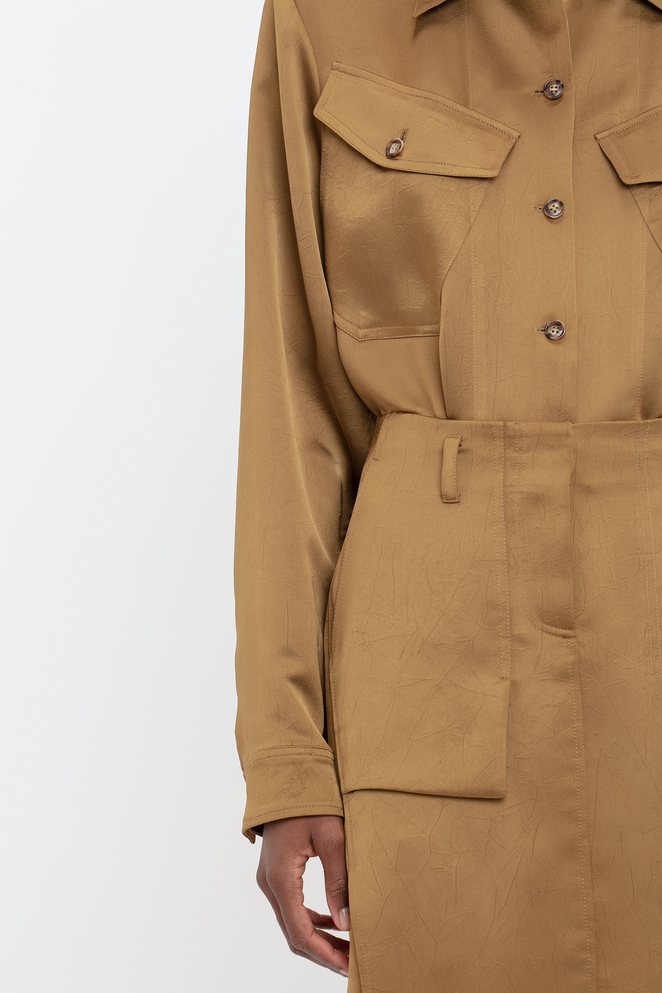 Utility Skirt In Tawny Brown - 7