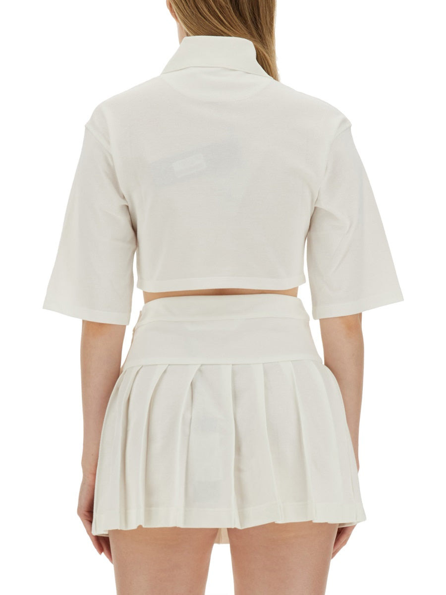Palm Angels Women Monogram Cropped Polo Shirt - 3