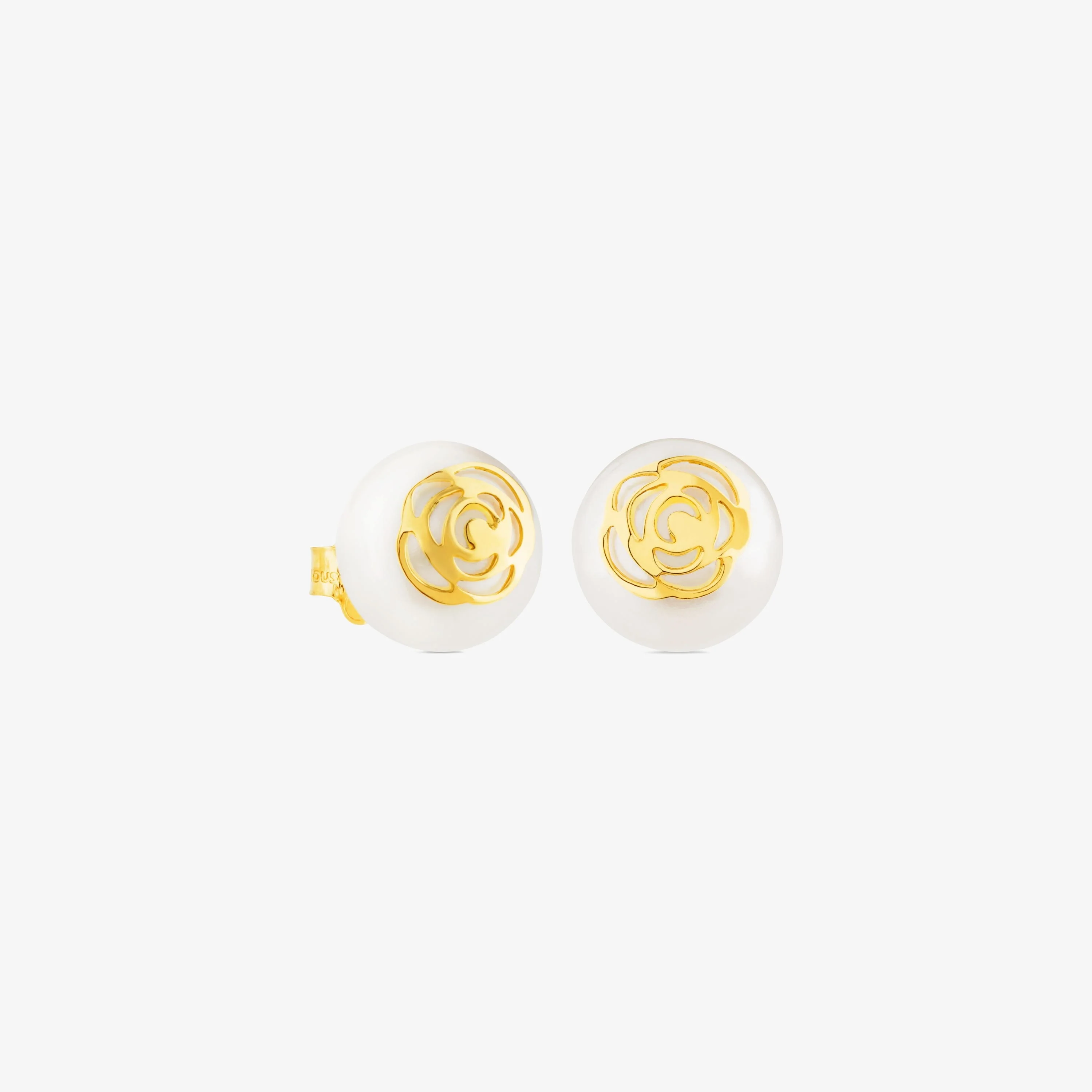 18K solid gold Rosa d'Abril Earrings with Pearl - 1