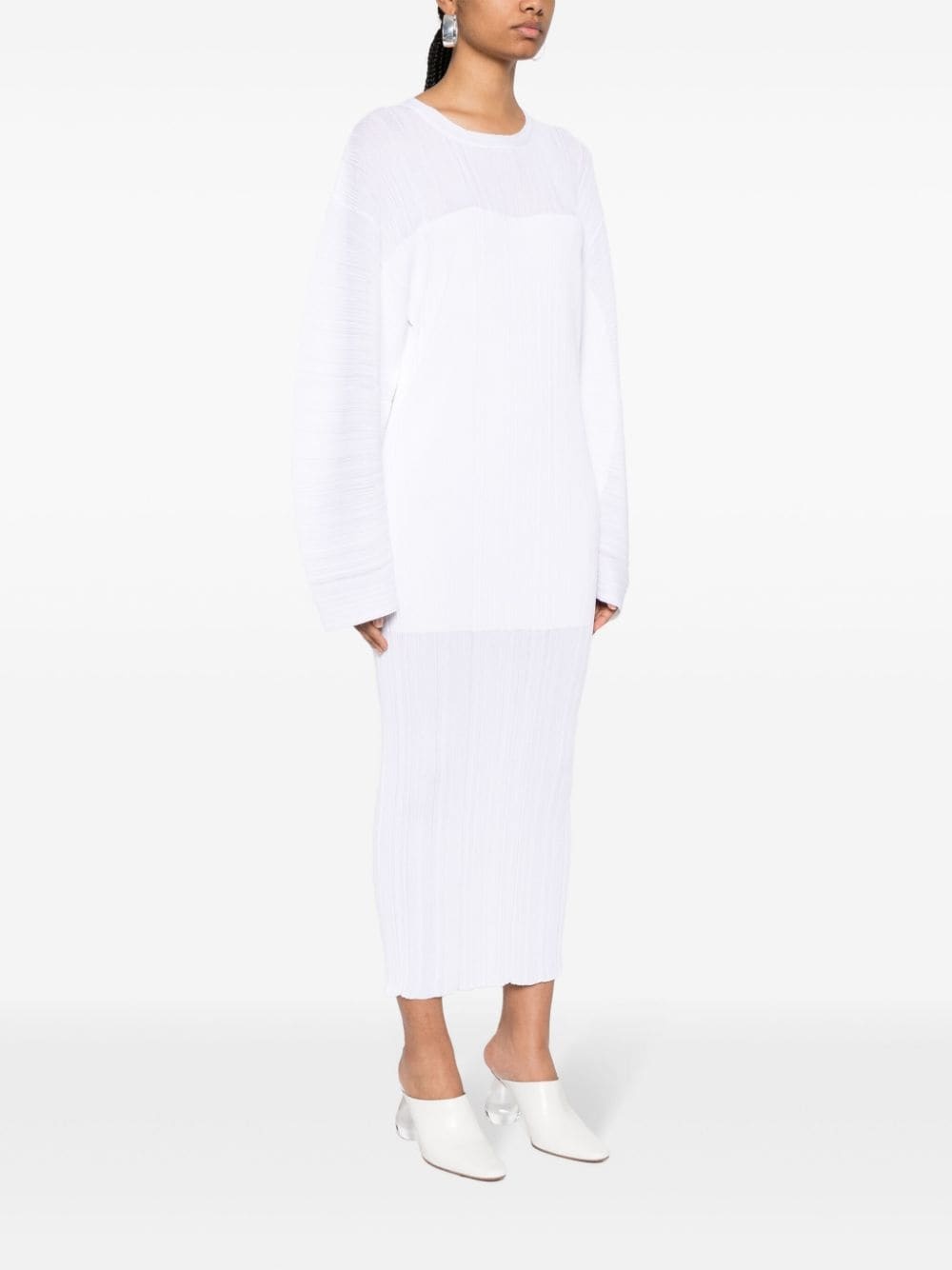 plissÃ© fine-knit midi dress - 3