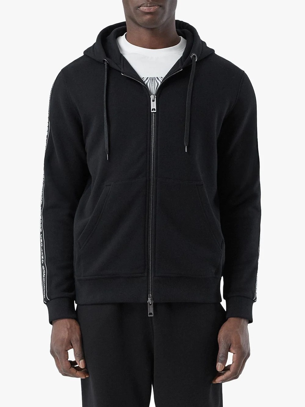 logo-tape zip-up hoodie - 3