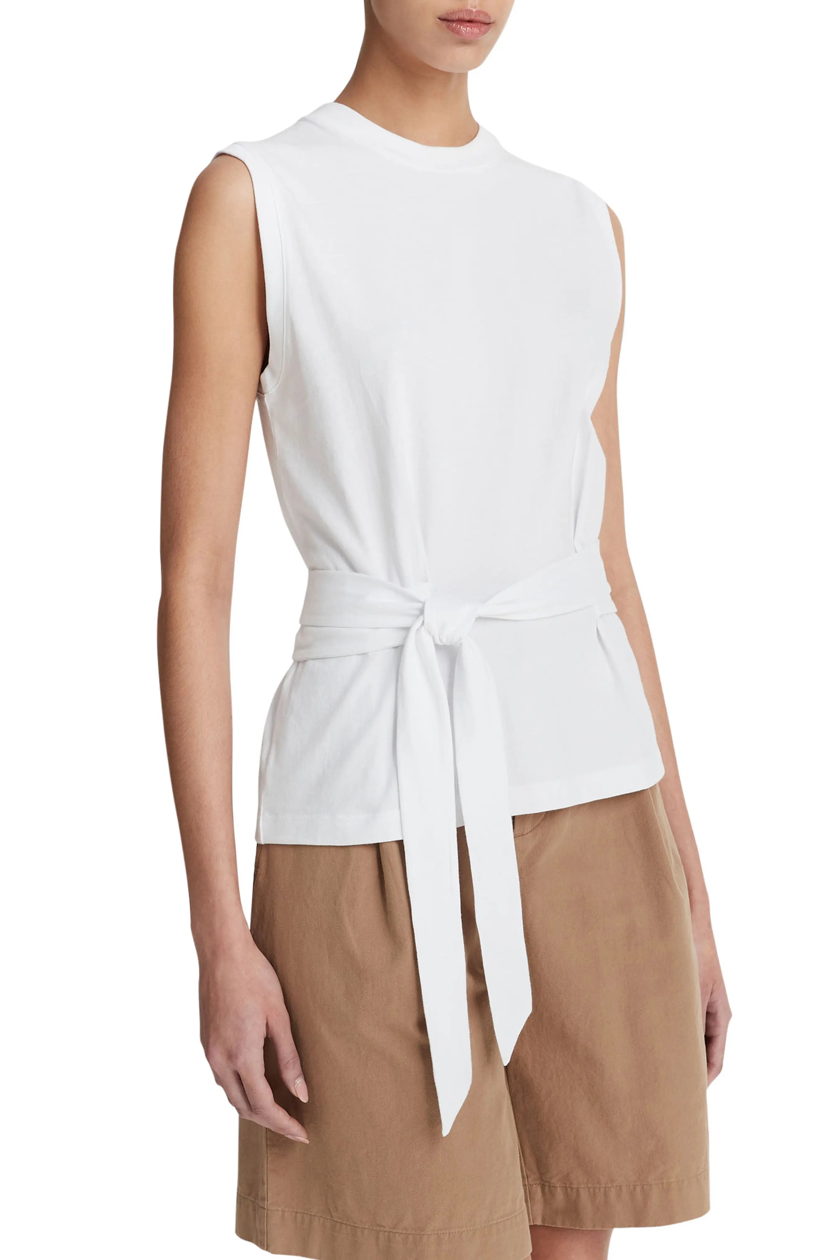 Sleeveless Belted Cotton Top - 3