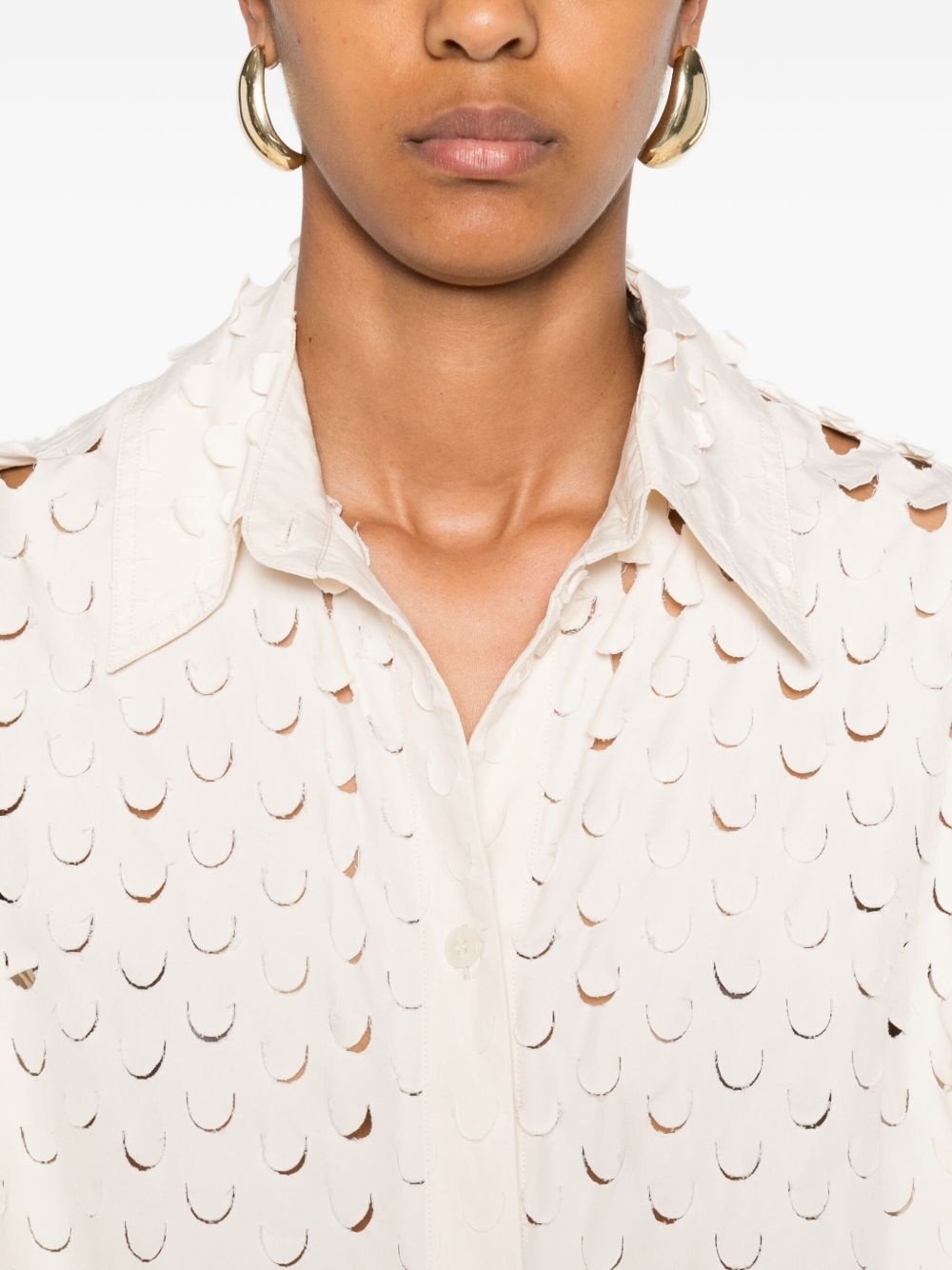button-front perforated dress - 5
