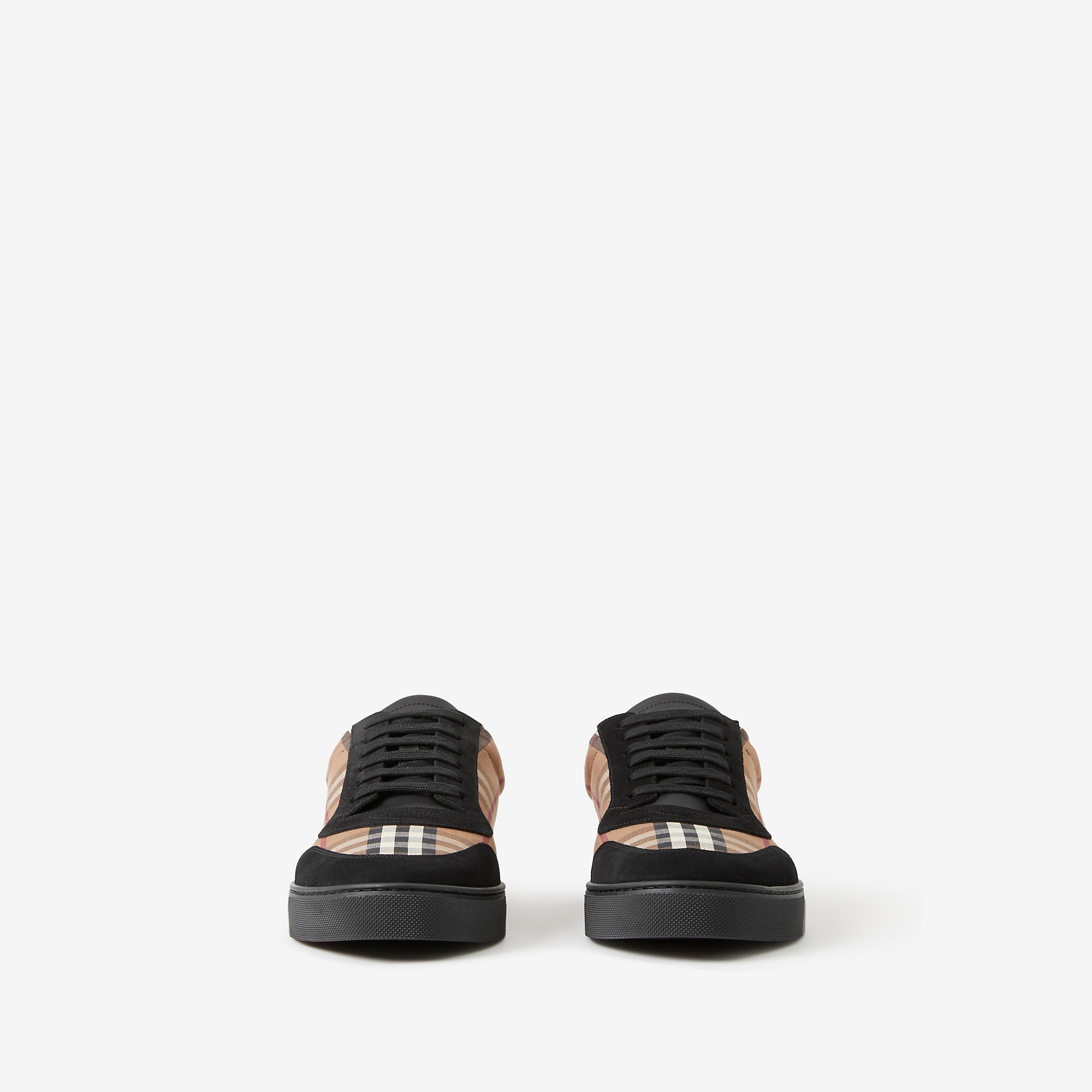 Vintage Check Cotton and Suede Sneakers - 3