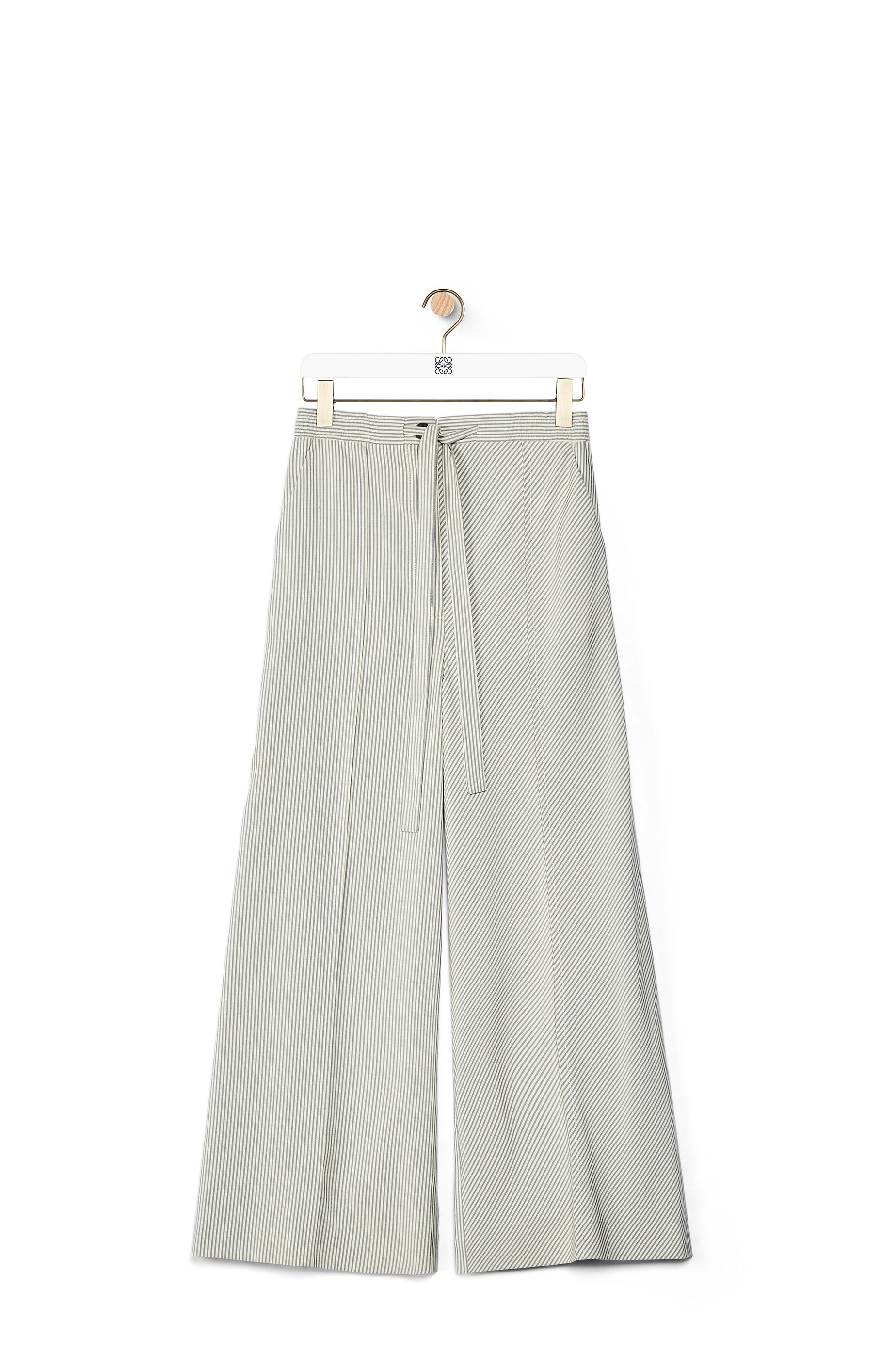 Drawstring fluid trousers in striped silk - 1