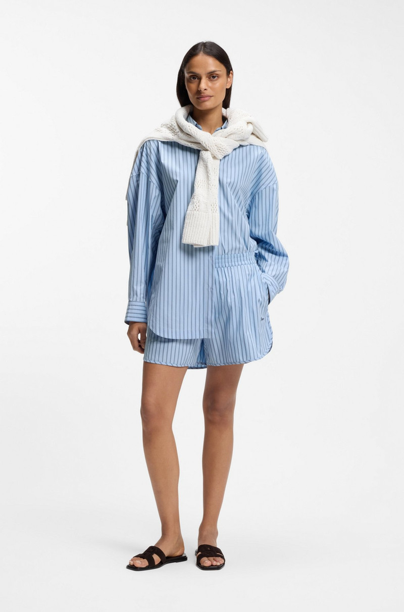 BOSS VERTICAL-STRIPE SHORTS IN COTTON POPLIN outlook