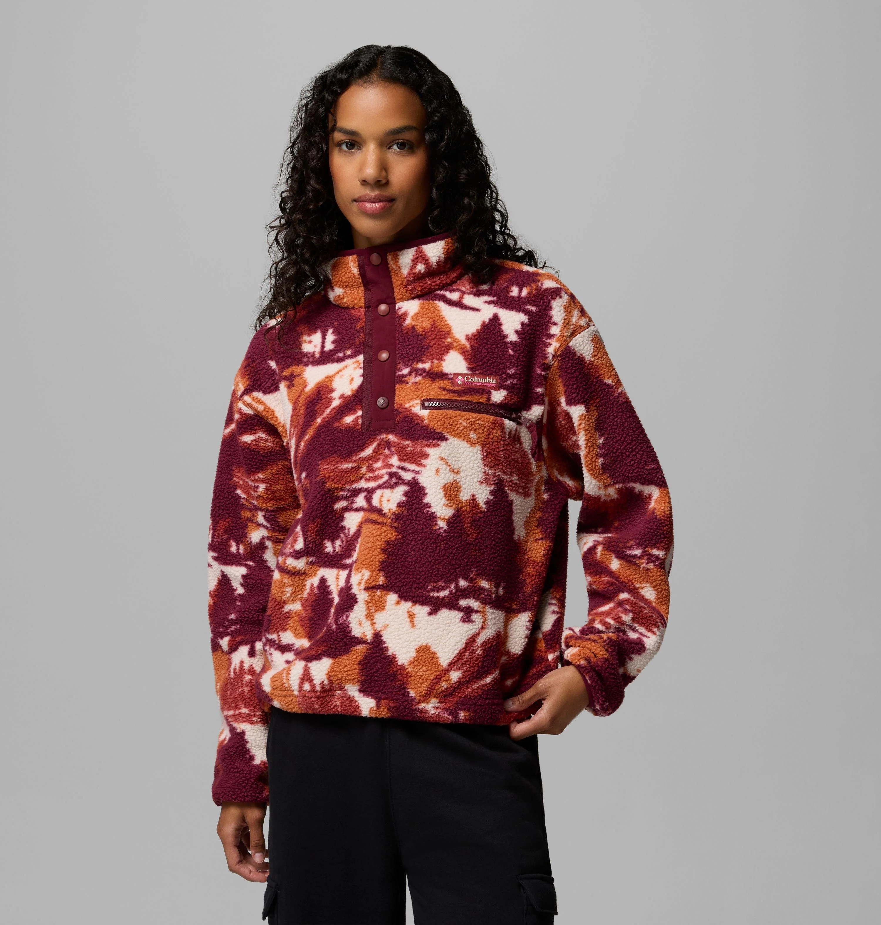 Women's Helvetia II Printed Cropped Half Snap Fleece Pullover - 1