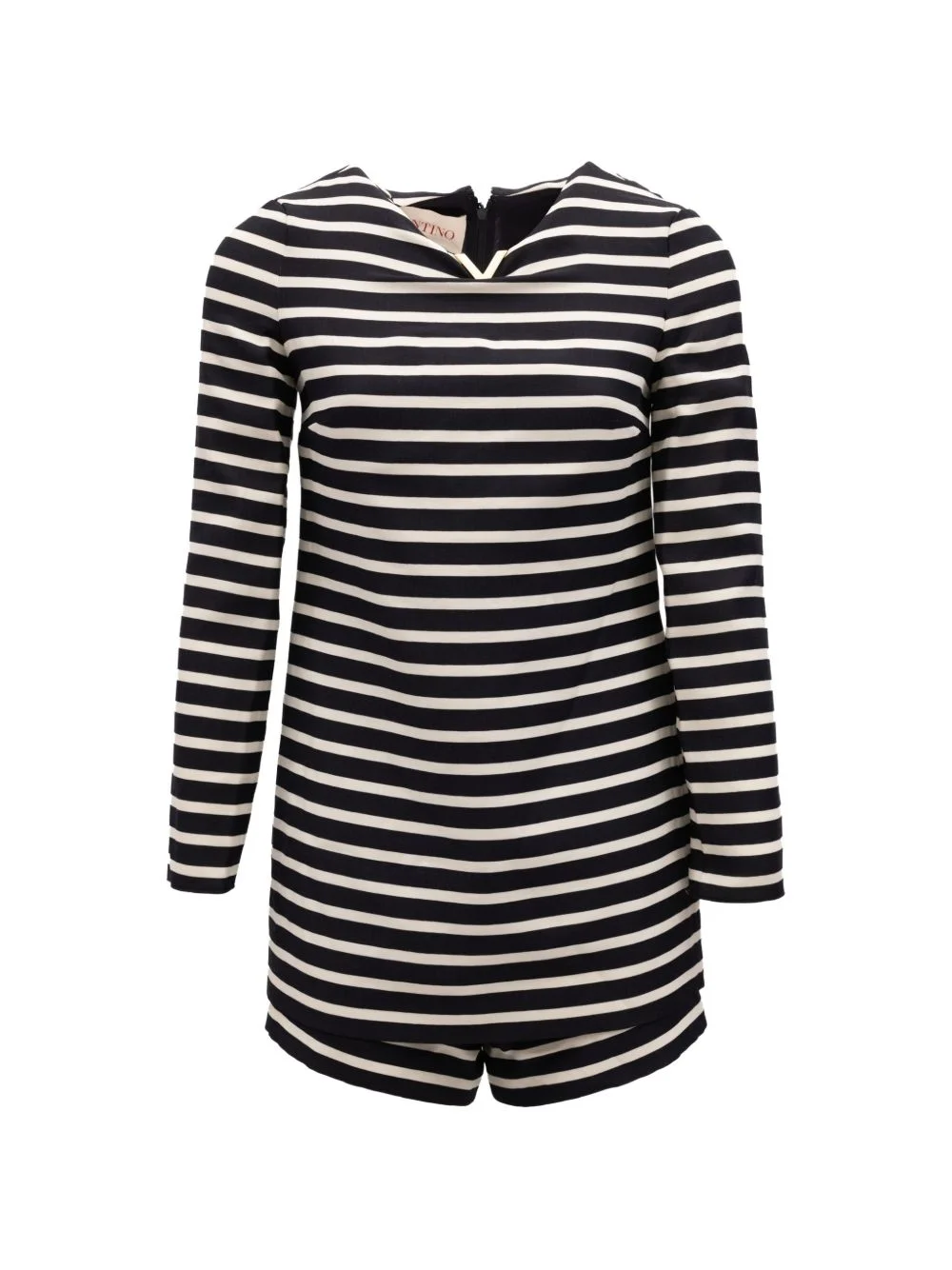 striped long-sleeve romper - 1