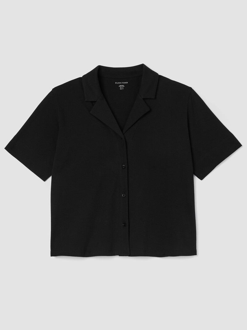 Organic Cotton Interlock Notch Collar Sleep Shirt 1