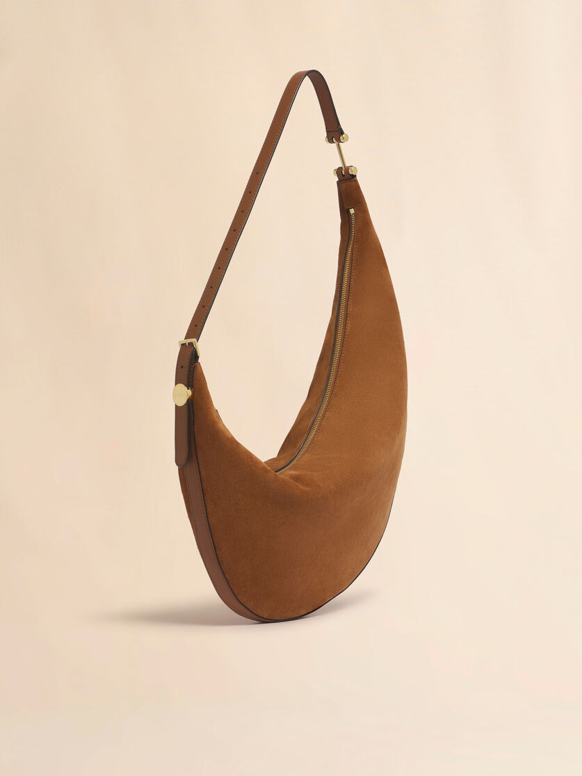 BROWN SUEDE DOT SMALL HOBO BAG - 6