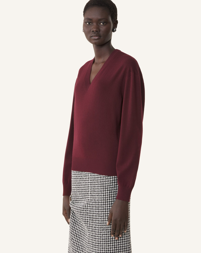 V-NECK MERINO SWEATER WITH GROSGRAIN DETAIL 3