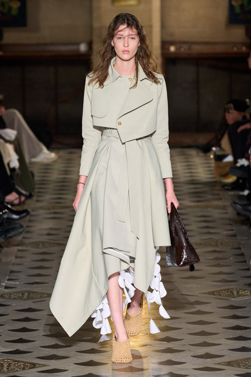 DOUBLE BREASTED COAT WITH ASYMMETRIC CUT LIGHT KHAKI 1