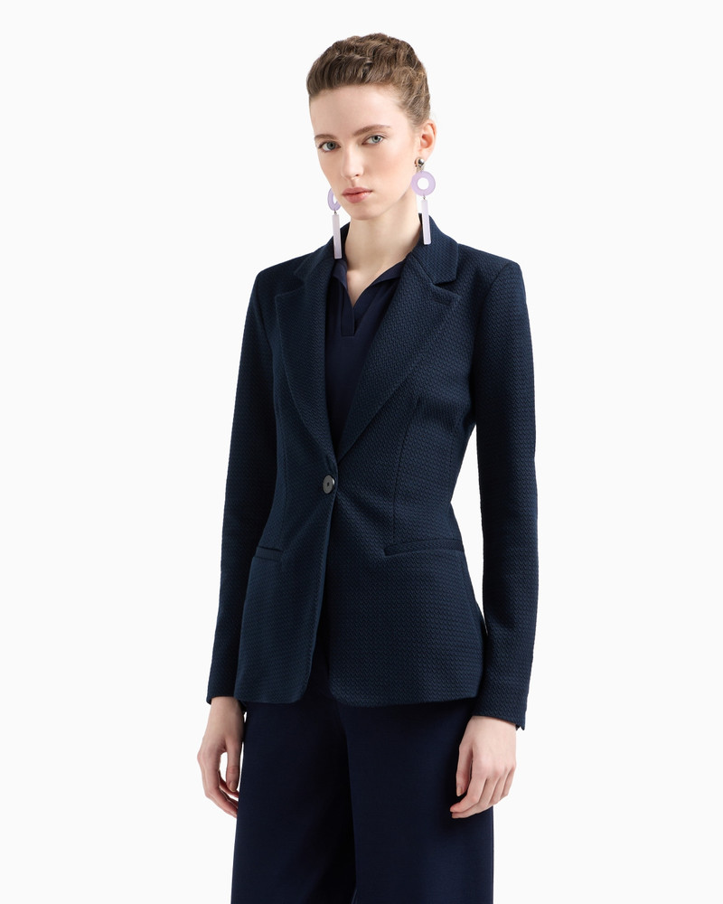 EMPORIO ARMANI ICON SINGLE-BREASTED JACKET IN AN EMBOSSED JACQUARD KNIT JERSEY outlook