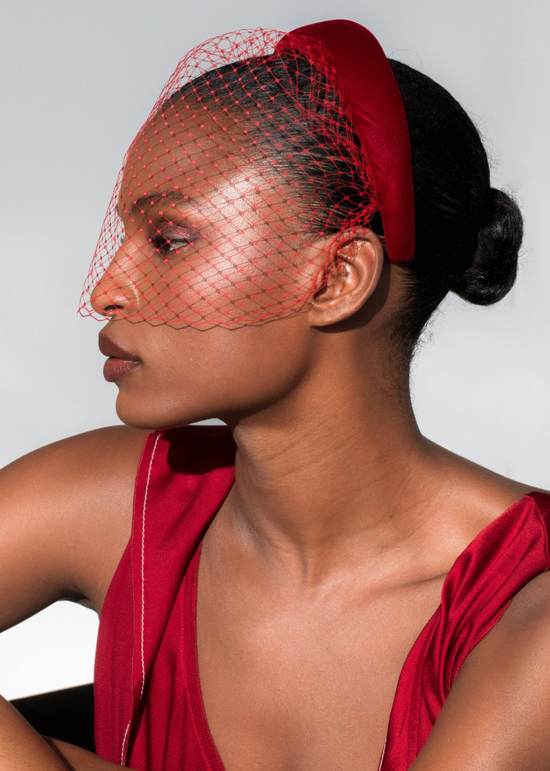 Jennifer Behr Kate Voilette Headband in Velvet outlook